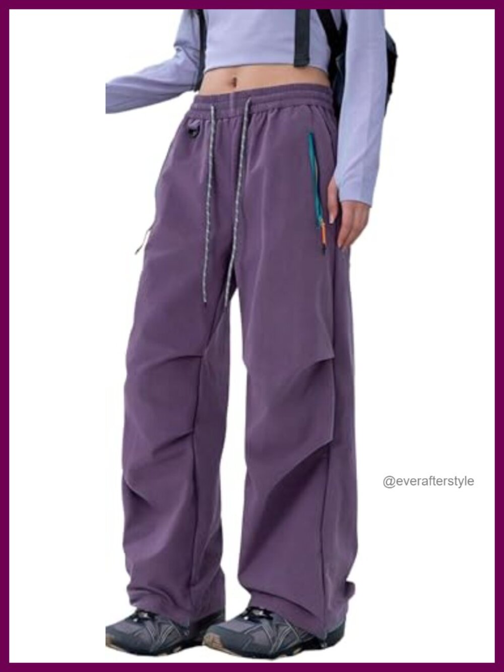 FEOYA Quick-Dry Hiking Pants Baggy Cargo Parachute Travel Pants